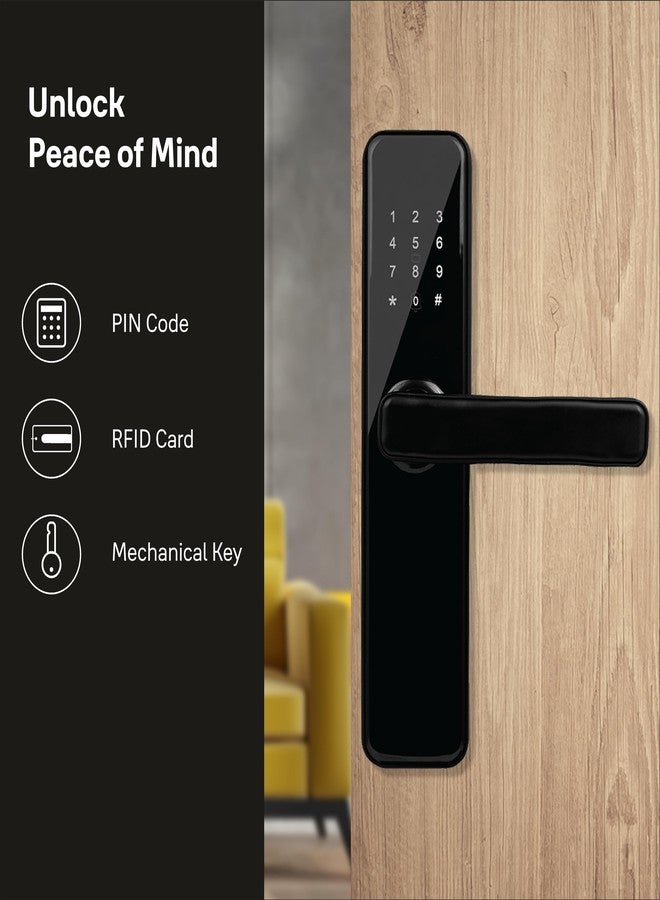 ييل قفل باب ذكي Yale YDME 50 Pro، مزود برمز PIN وبطاقة RFID ومفاتيح ميكانيكية، اللون أسود، للمنزل والمكتب (تركيب مجاني)... - Image 3